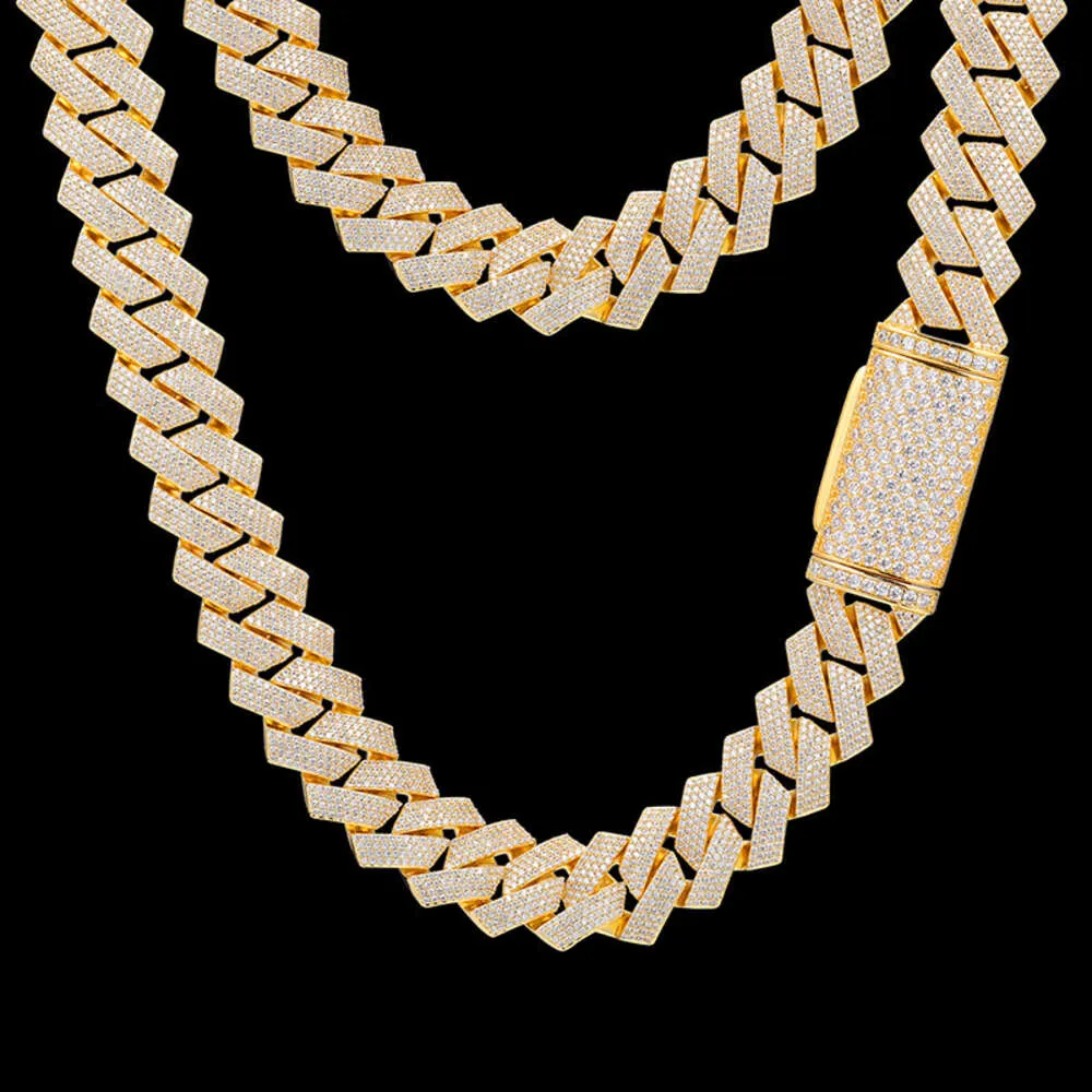 Jóias de Hip Hop Jóias de Hip Hop 20mm 18k Brass de ouro 4 linhas CZ Diamante Iced Out Miami Cuban Link Chain Colar for Men