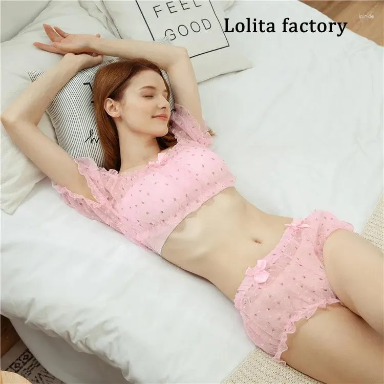 Bras Sets Japanese Girls Small Fresh Rural Comfortable Chiffon