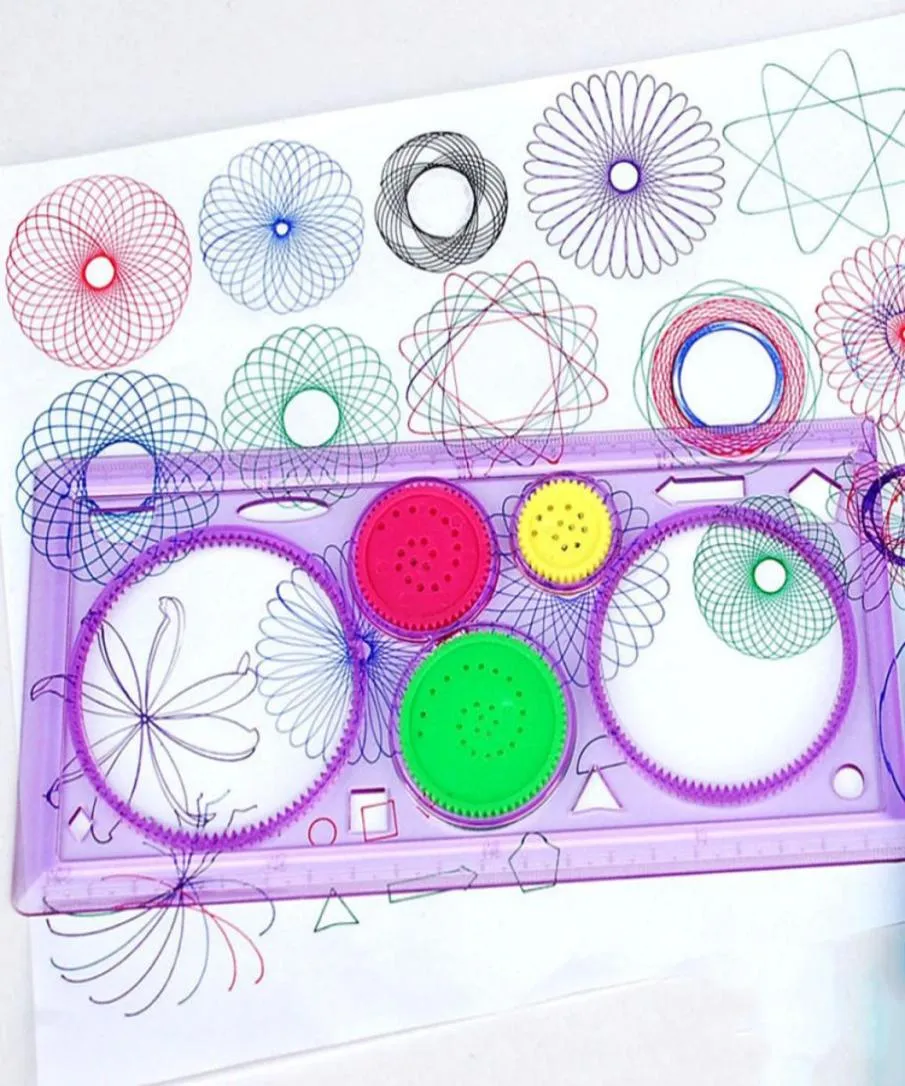 Spirograph Righello geometrico Strumenti di disegno Cancelleria per studenti Set da disegno Set di arte per l'apprendimento Regalo creativo per bambini9075711