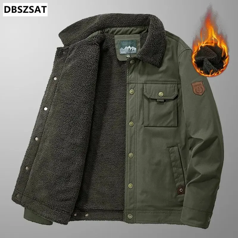 Veste Parkas en duvet pour hommes, veste courte d'hiver à revers, doublure en fourrure d'agneau, manteau doublé en peluche froide et épaisse, y231128