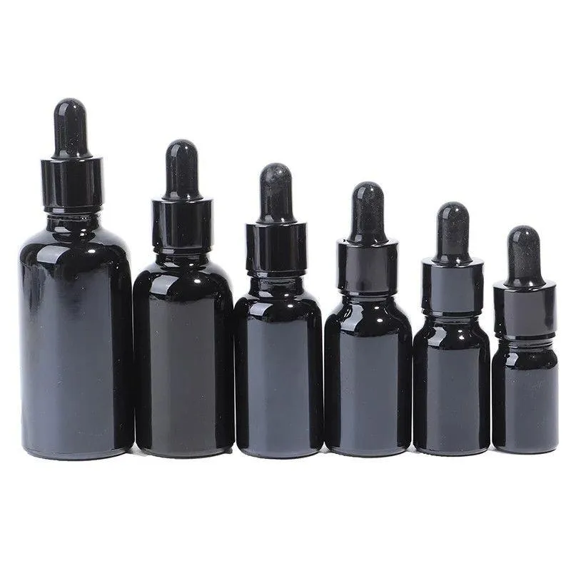 Essential Oil Glass Dropper Bottles Empty Black Cap Refillable Bottles Effective and Strong Eye Droppers Mjubq