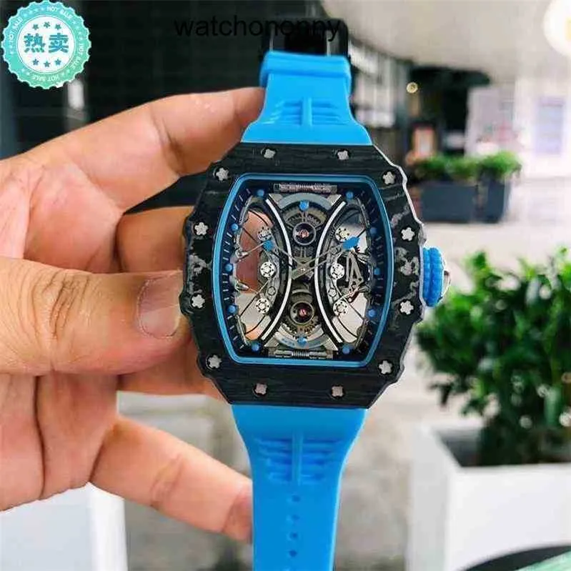 Diseñador Ri Mlies Relojes de lujo RM53 Reloj Automático Business 01 Ocio Mecánico Negro Cinta de fibra de carbono Luminoso R Masculino Alta calidad
