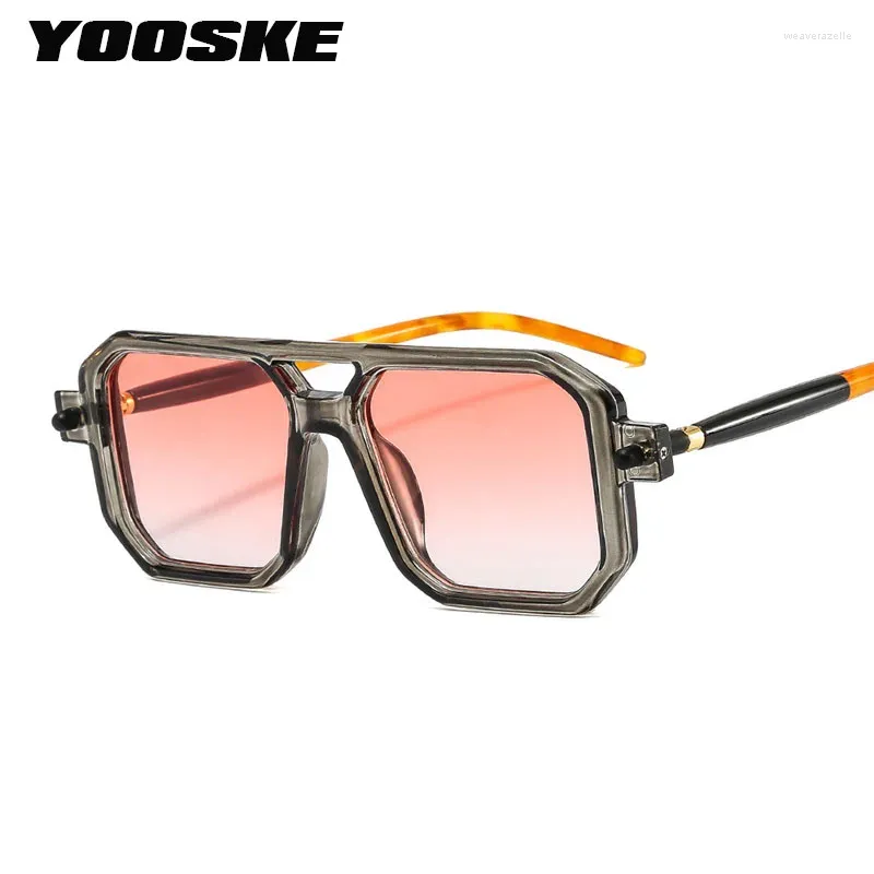 Lunettes de soleil Yooske Double faisceau Punk hommes carrés INS Hip-hop lunettes de soleil femmes Designer Vintage PC lunettes UV400