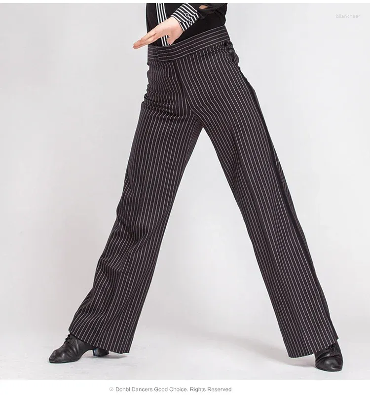 Scene Wear Male Dance Practice Pants Men Latin Ballroom Performance Trousers Square Modern National Standard Stripe Costumes H689