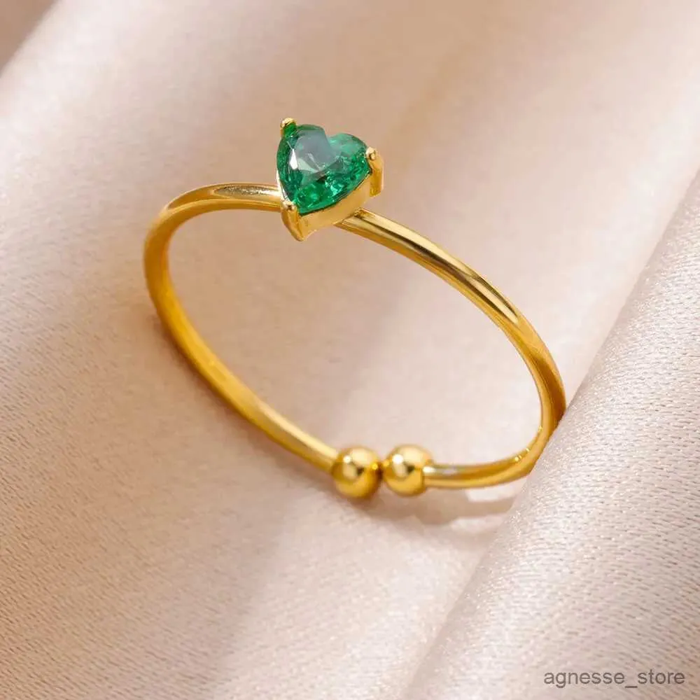 Pierścionki ślubne luksusowe zielone pierścionki dla kobiet regulowane złoto kolorowe stalowe stalowe pierścień wesel