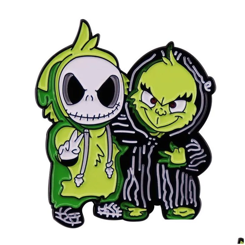 Acessórios dos desenhos animados Verde Amigos Pin Holloween Broche Horror Badges Drop Delivery Bebê Crianças Maternidade Produtos Dhvfu