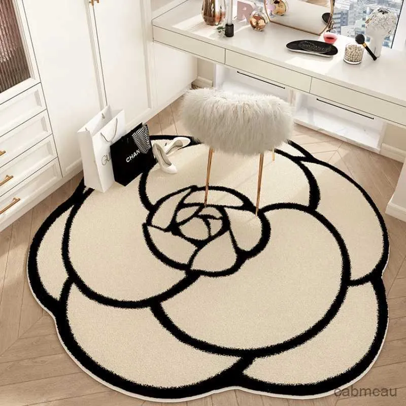 Tapis Décoration de Salon Simple Tapis en Forme de Tapis de Sol Rond de Luxe léger Tapis de Salon en Peluche irrégulière Tapis Doux Moelleux pour Chambre à Coucher