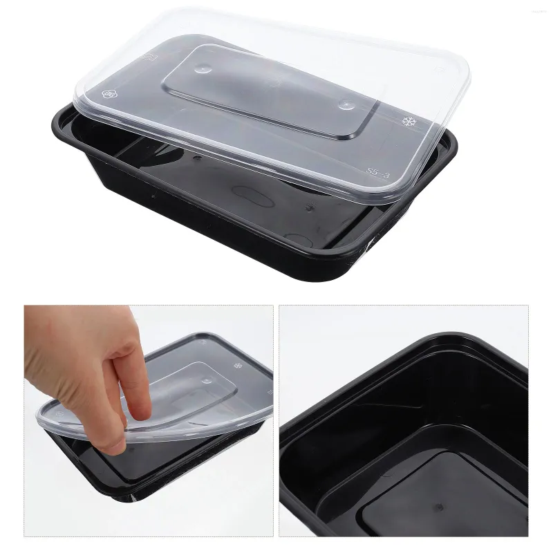 Zastawa stołowa 50 szt. Dostępne pudełko na lunch plastikowe tacki z pokrywką wygodne przygotowanie posiłku