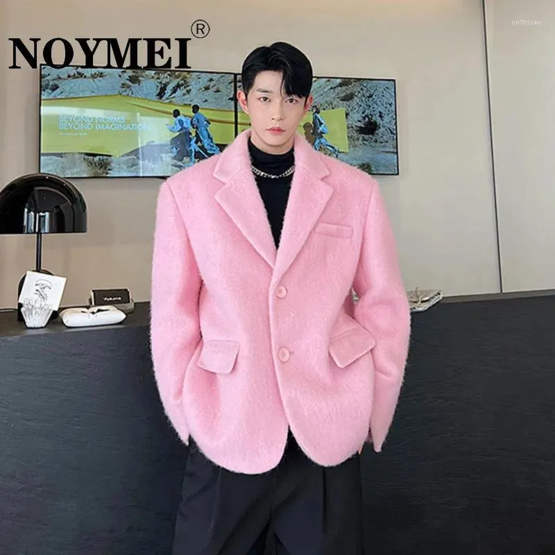 Herrenanzüge NOYMEI Koreanische Rosa Verdickte Alle-spiel Woolen Stoff Anzug Jacke 2023 Winter Revers Temperament Blazer Männlichen Mantel WA3170