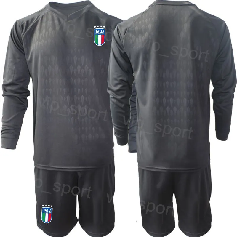 Italy No1 Buffon Black Long Sleeves Goalkeeper Soccer Country Jersey