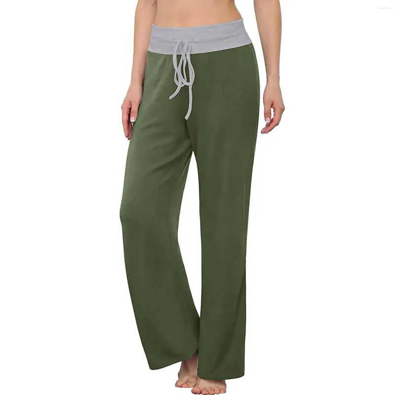 Pantaloni da donna Comodo pigiama a gamba larga Palazzo Yoga Casual Allentato Stampa floreale Vita piegata