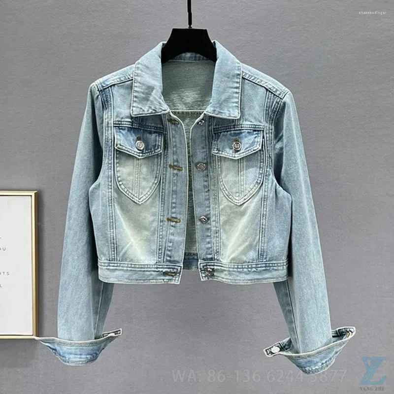 여자 T 셔츠 봄 2023 Slim Top Short Jean Jacket Women