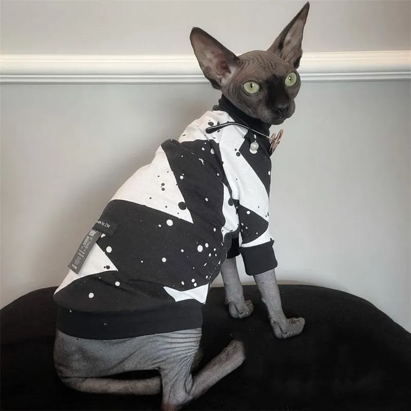 Kleidung Coole Sphinx-Katzenkleidung Herbst/Winter-Bottom-Shirt T-Shirt Rollkragenpullover Devon Sphynx Hairless Cat-Anzug-Kostüm