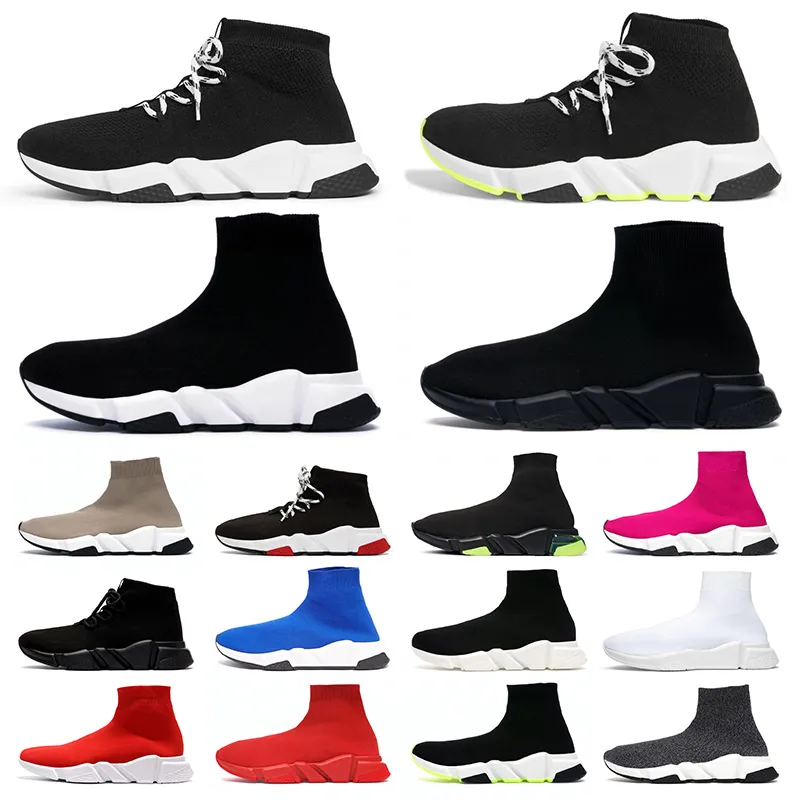 2024 Original Designer Sock Shoes para mim Mulheres Triple-S Preto Branco Vermelho Respirável Running Sneakers Race Runner Andando Esportes Ao Ar Livre Mens Treinadores