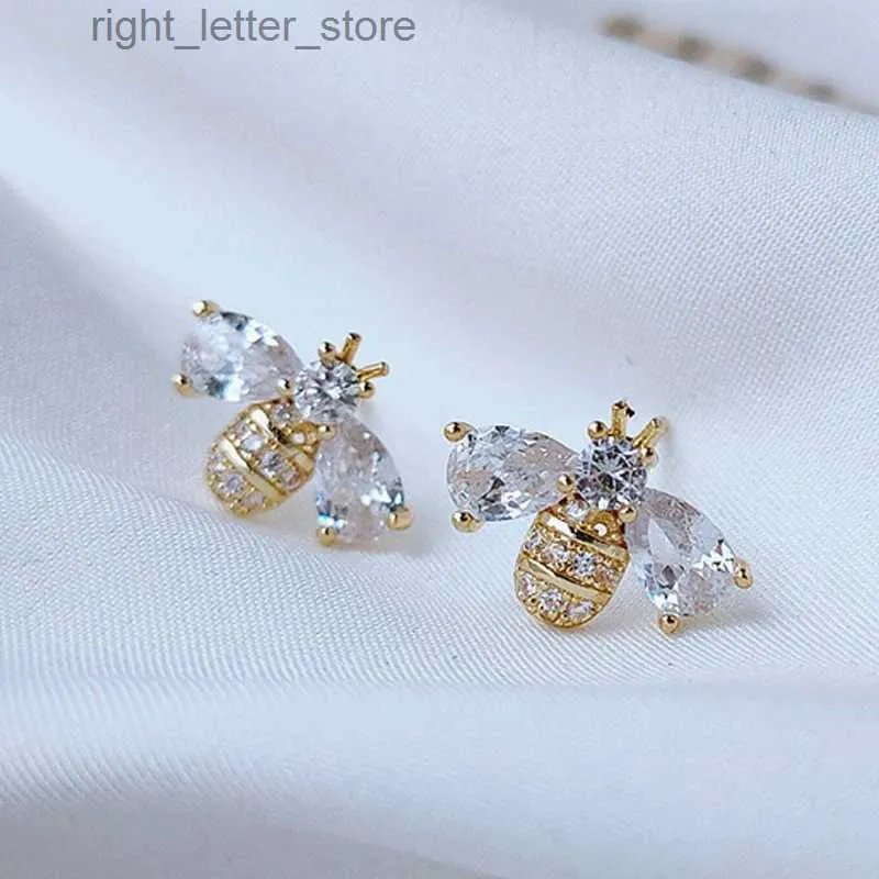 Stud Temperament Cubic Zirconia Insect Bee Stud Earrings for Women Delicate Animal Crystal Earrings Jewelry Brincos Wholesale YQ231128