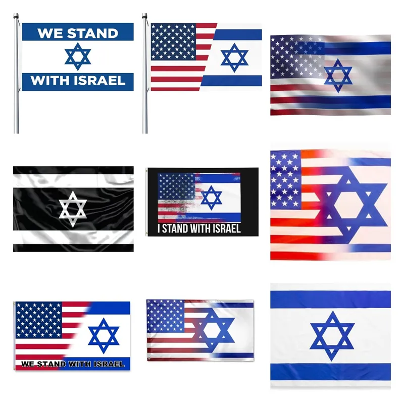 3x5fts 90x150cm isr il Israel flagga "Stand med Israel" Banner Flags Polyester Material P145
