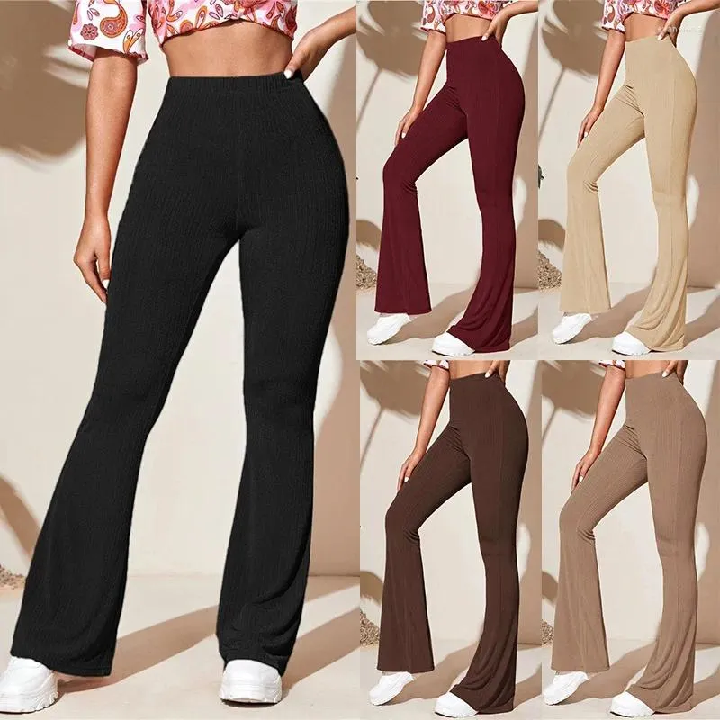 Pantalon Femme Noir Solide Taille Haute Skinny Flare Femmes 2023 Retour Slim Fit Femme Printemps Extensible