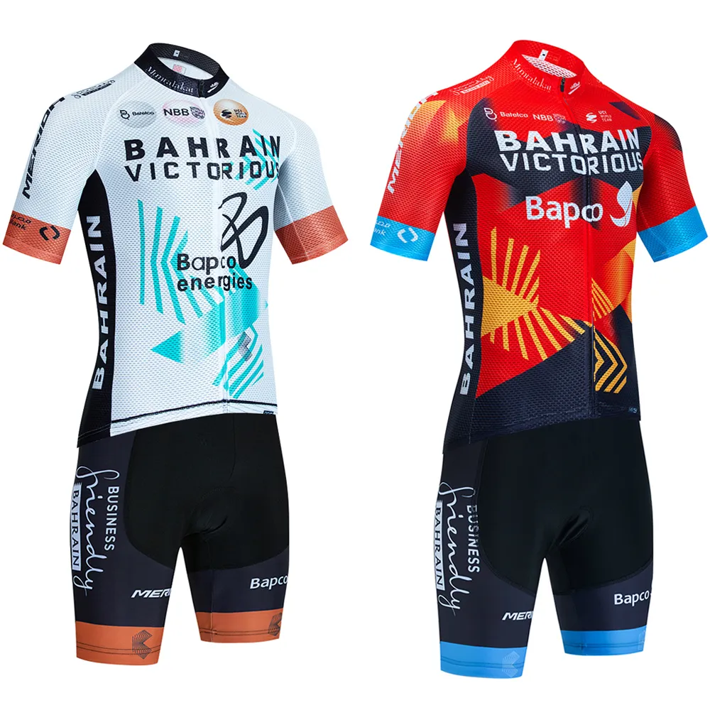 2024 BAHREIN Team Wielertrui Fietsshorts Pak Heren Dames Racefiets Sneldrogend Pro Ciclismo Maillot Rijshirt 20D Bibs broek Kleding