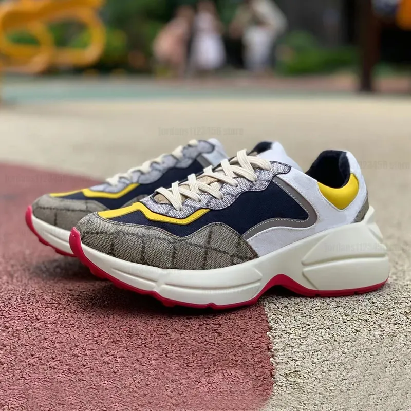 Luxury brand rhyton sneakers designer shoes multicolor sneakers beige men women trainers vintage chaussures casual shoes sneaker shoes