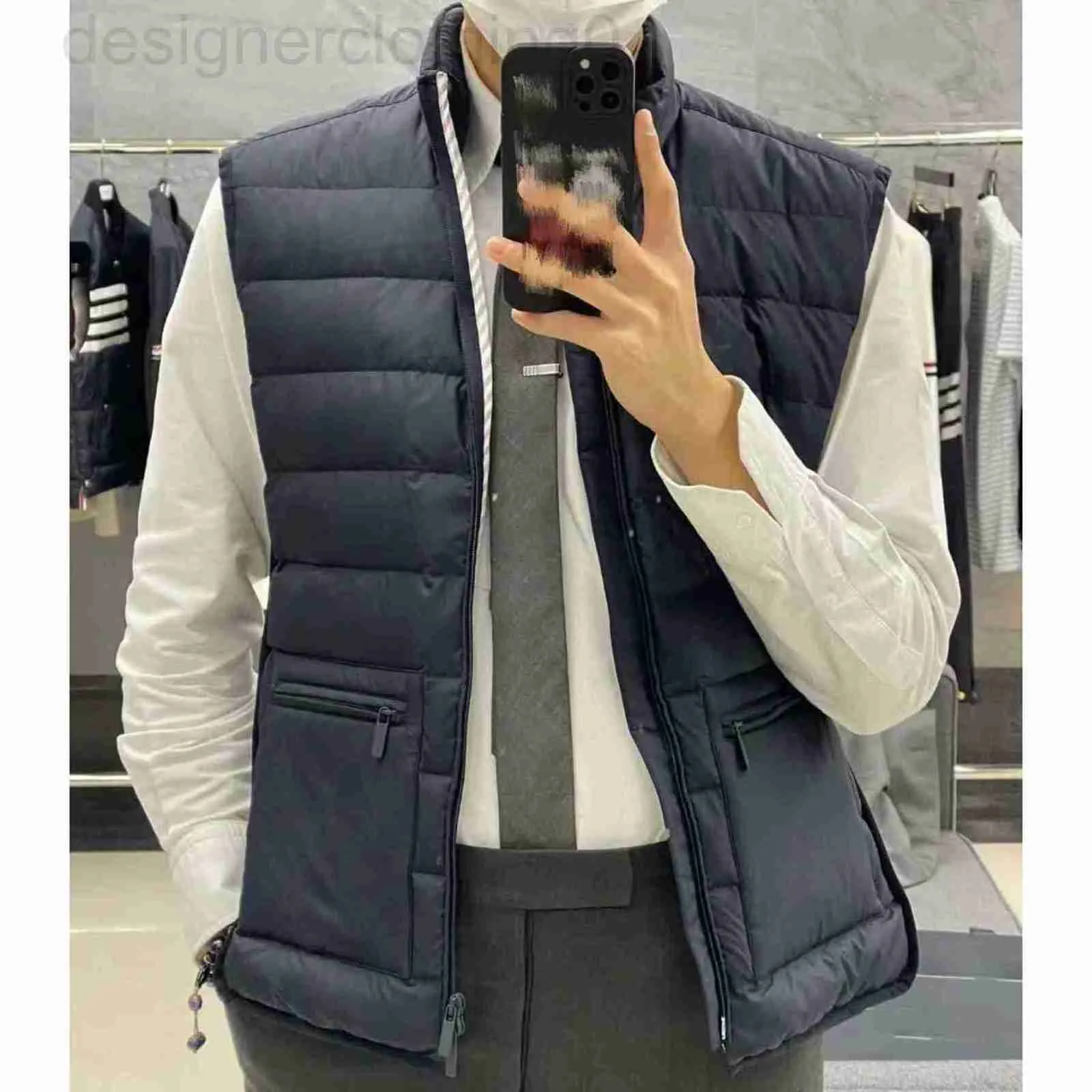 Gilets pour hommes Designer de luxe Printemps et Automne Nouvelle marque à la mode TB Fashion Bar Débardeur Édition coréenne Lâche Grande fermeture éclair Casual Veste en duvet 2MHC