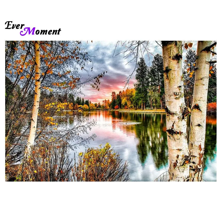 Stitch Ever Moment 2016 new product river tree square full drill diamond painting diamond embroidery landscape home decor crafts ASF264