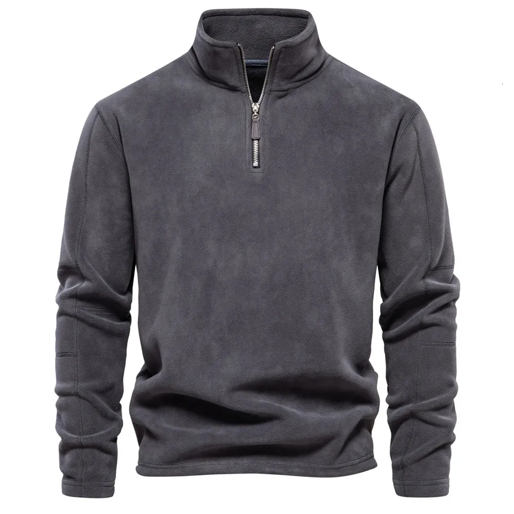 Men s Jackets Windbreaker For Men Fall Winter Warm Fleece Tops Sweatshirts Casual Pullover Fashion Solid Color Sweatshirt 231127
