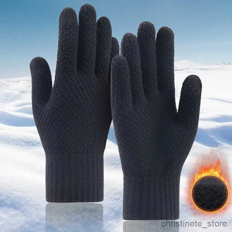 Children's Mittens Thick Knitted Men Winter Gloves Imitation cashmere Layer Causal Gloves Male Mitten Thicken Wool Cashmere Autumn