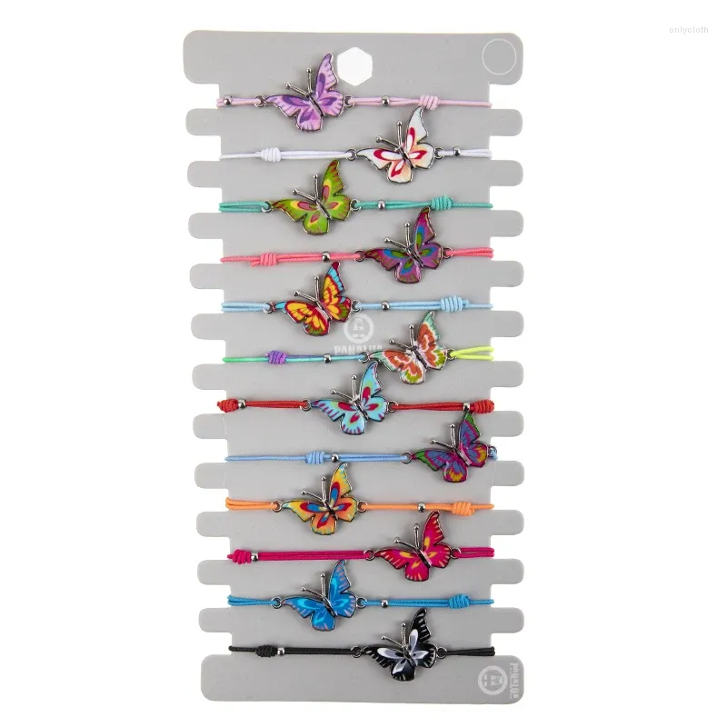 Bracelets de charme 12 pcs/lot pantoufles coloré émail bonbons fleur animaux charmes bracelet corde réglable tressé ensemble bijoux cadeaux