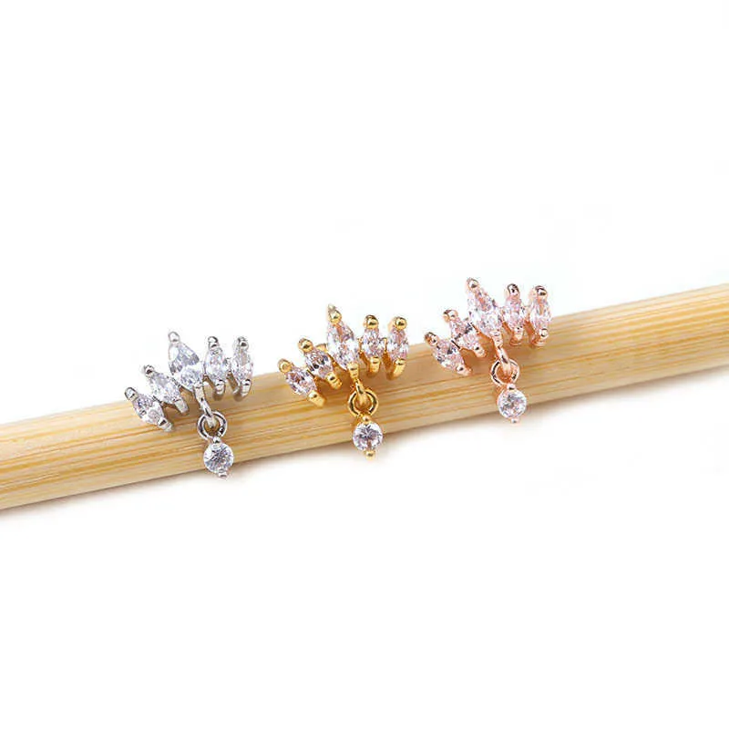 Set 6 Paia Orecchini Uomo Donna In Acciaio Inox Con Zirconi, Misure 3-8 Mm, Ipoallergenici - 2