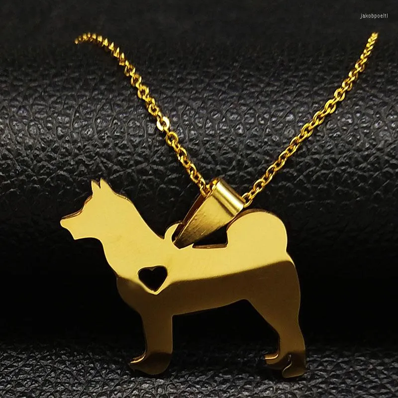 Подвесные ожерелья моды собака из нержавеющей стали для женщин готическое черное золото