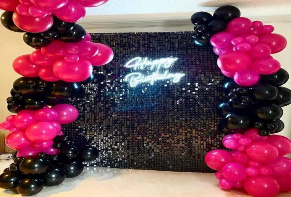 Decoração de festa preto quadrado shimmer lantejoulas painel de parede metálico ativo spangle arte decoração cenário po evento conferência de marketing s3189823