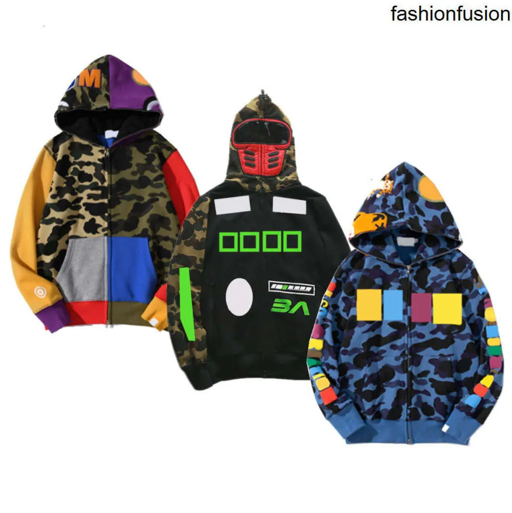 Mens Hoodies Camouflage design red yellow blue splicing fleece sweater Plus size 3XL zipper Lovers Sweatshirts Designer Fashion Hoodie Jacket sEEFH