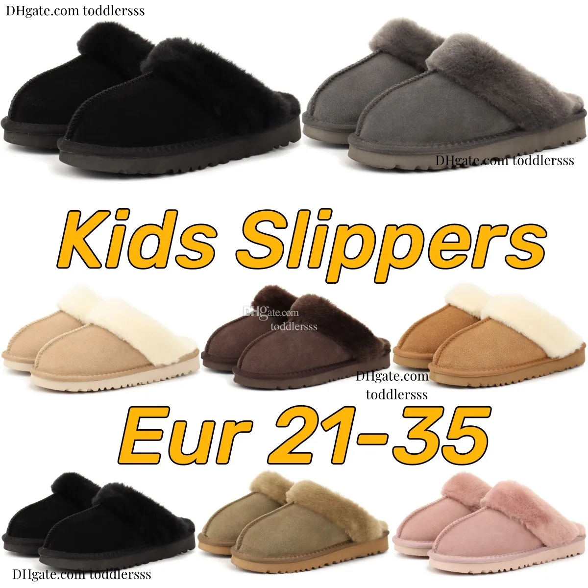 Pantofole per bambini Bambino Australia Sandali classici Uggelli per bambini Stivali ultra mini Scivoli in pelliccia di castagno Ragazzi Ragazze Bambini Stivali da gioventù Grassi invernali Muli Scarpe slip-on 21-35