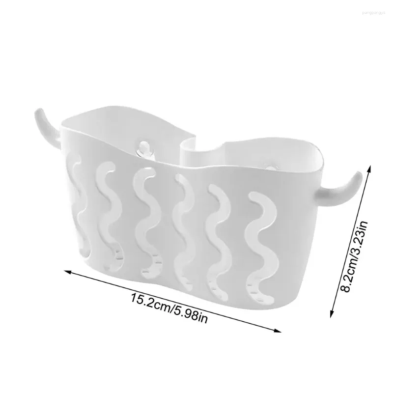 Kitchen Storage Wall Mount Basket Sponge Wash Cloth Sink Drainer With Suction Cups White