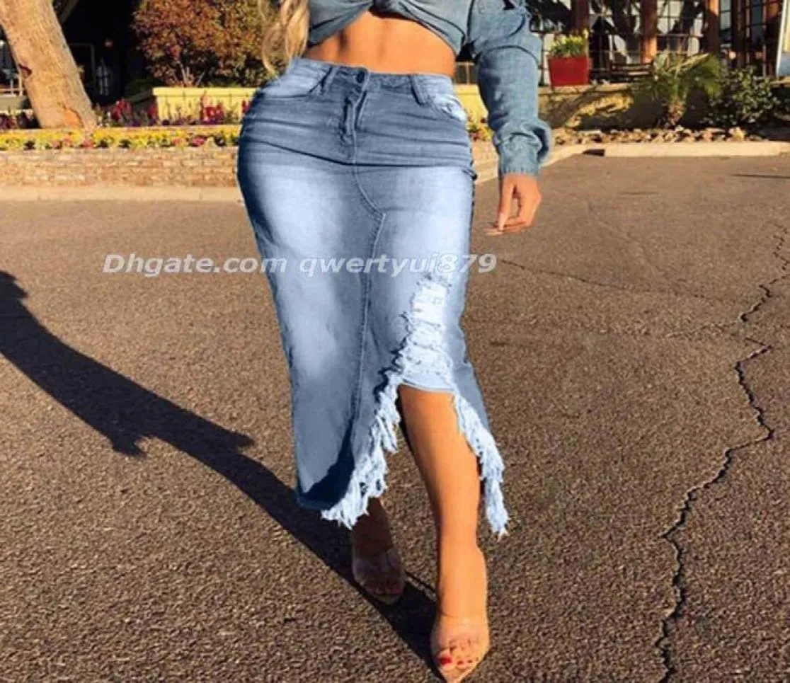 Plus size long top denim pencil skirt