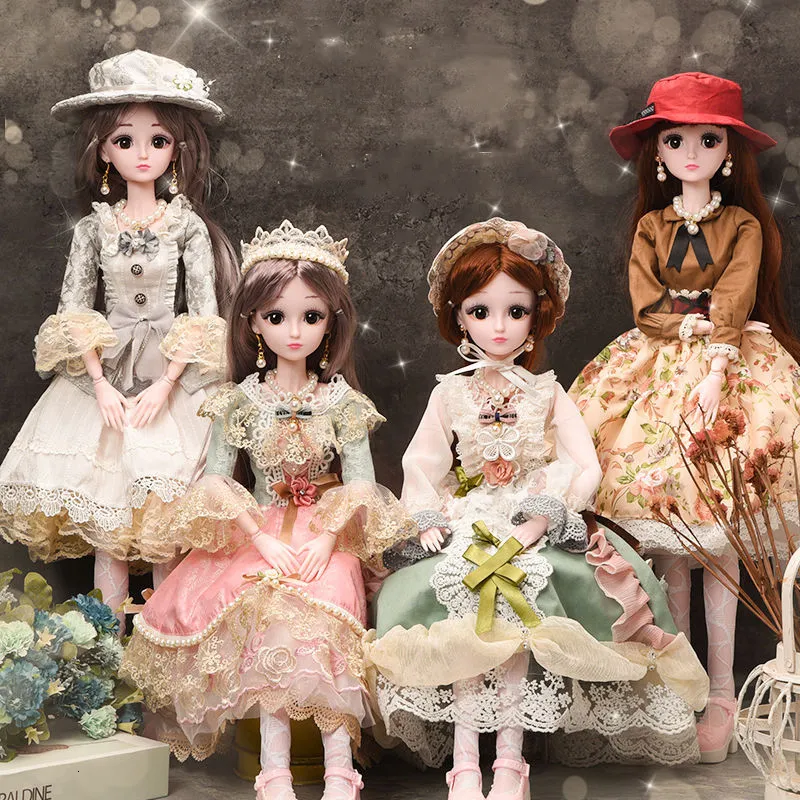 Puppen 13 BJD Kugelgelenk 60 CM Für Mädchen Geschenk Full Set Körper Mit Mode Kleidung Schuhe Perücke Vinly Head Baby Toys 230427