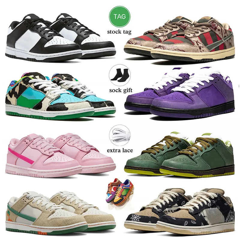 Högsta kvalitet og Low Panda Duncks skor Freddy Krueger Chunky Dunkys Jarritos Gray Unc Women Män Big Size 13 Sneakers Lows Pandas Purple Lobster Green Be 1 of One Trainers