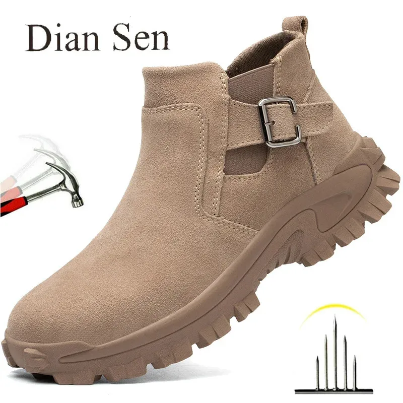 부츠 Diansen Safety Shoes Men Construction Work antismash antipincture 강철 발가락 파괴 할 수없는 방지 231128