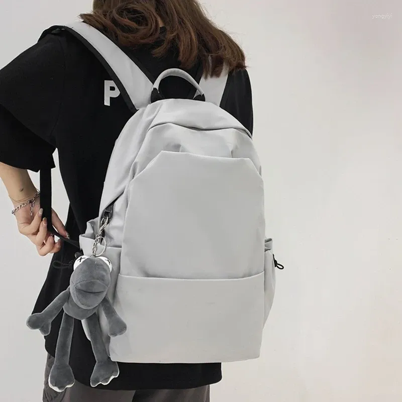 Ryggsäck 2023 Solid Color Men's Waterproof School Girl Simple Bag For Teenage Harajuku Casual Shoulder