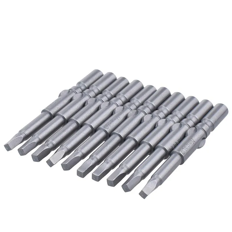 Cacciaviti 10 PZ Set di cacciaviti da 60 mm 802 6 mm Gambo tondo S2 Acciaio legato Punte per cacciavite magnetiche a testa quadrata Utensili manuali SQ0 SQ1 SQ2 SQ3