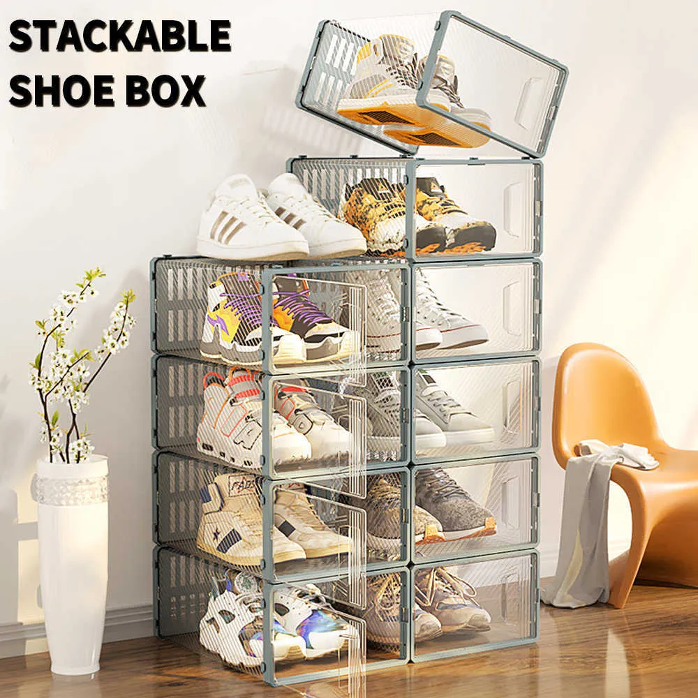 Achetez 6pcs Boîte à Chaussures Transparente Organisateur de Boîte de  Rangement Pliant en Plastique Transparent Pour Étagère de Placard Pour la  Maison, Pour Femme de Chine