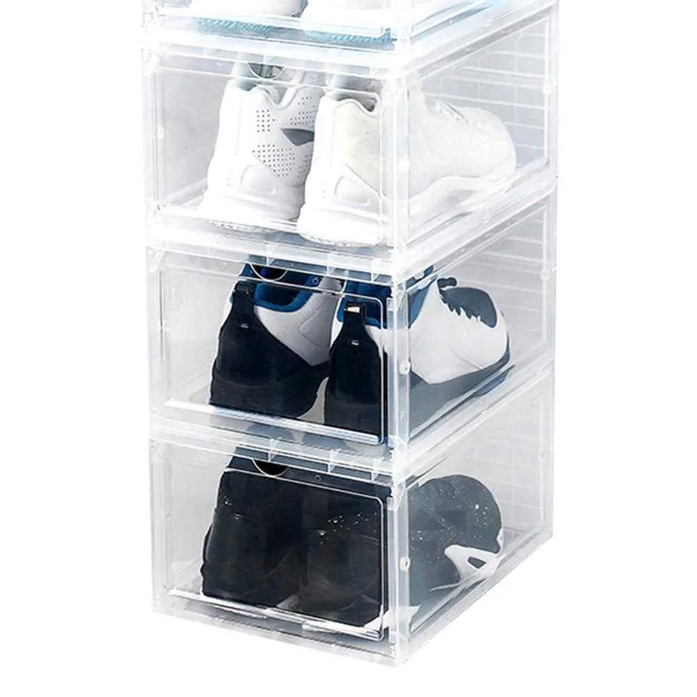Boxes Bins Clear Cabinets PP Dust-proof Stackable Flip Drawer s Box Storage Container Shoe rack Organizer shelf W0428