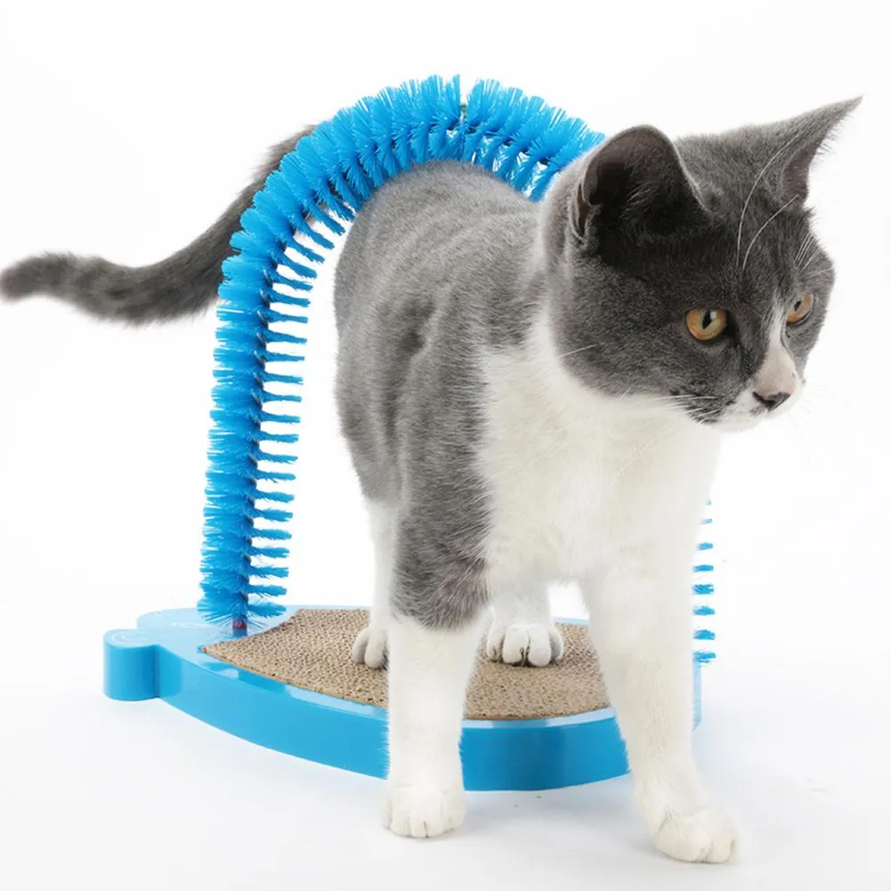 Giocattoli Pet Cat Self Grooming Pettine Spazzola Kitties Arch Self Massage Brush Spazzola per tagliare i capelli con mouse appeso per divertimento Cat Scratcher