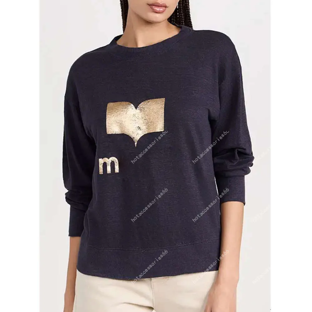 Isabel Marant Designer Sweatshirts Leisure Letter Hot Gold Cotton Shirt Women Långärmad t-shirt