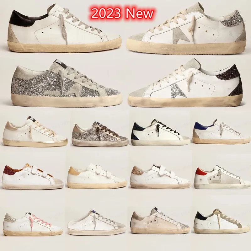 2023 Nya casualskor kunder Golden Super Gooseity Star Italy Brand Sneakers Super Star Luxury Dirtys Sequin White Do-Old Dirty Designer Sneakers With Box