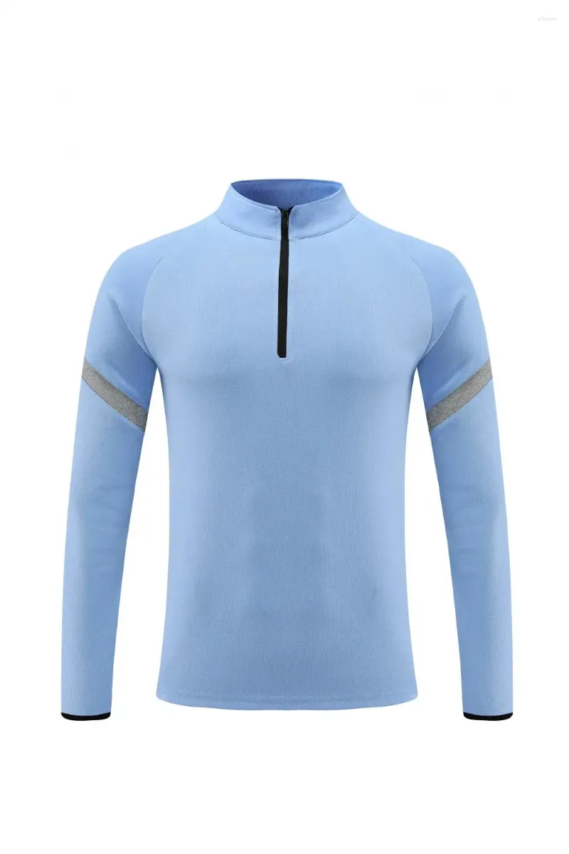 Homens camisetas Primavera e outono Lazer Esportes Meio Zip Stand Collar Manga Longa Diariamente Correndo Fitness Secagem Rápida Elástica Solta Top