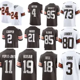 Football Jersey Cleveland``Browns``custom men women Jim Brown Bernie Kosar Deshaun Watson Myles Garrett Joe Thomas Nick Chubb Elijah Moore A