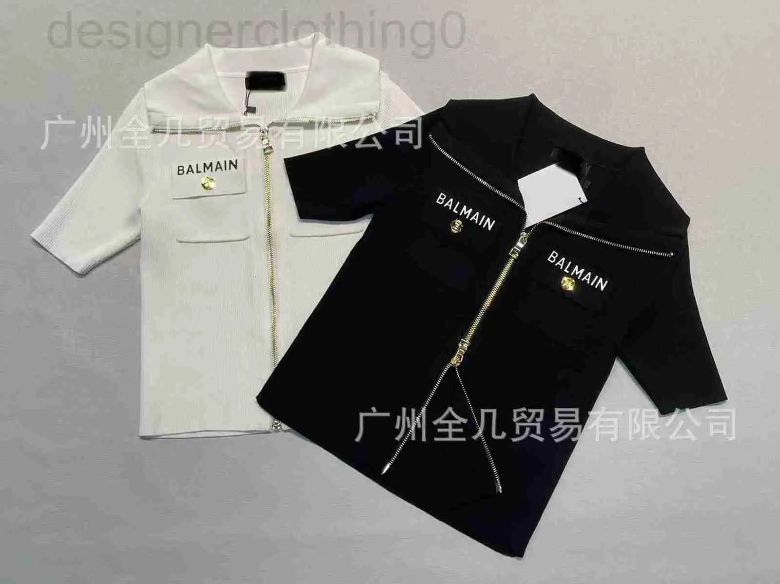 Women's T-Shirt designer luxury SS23 Bal New Double Headed Zipper Ice Curled Shoulder Top 069S