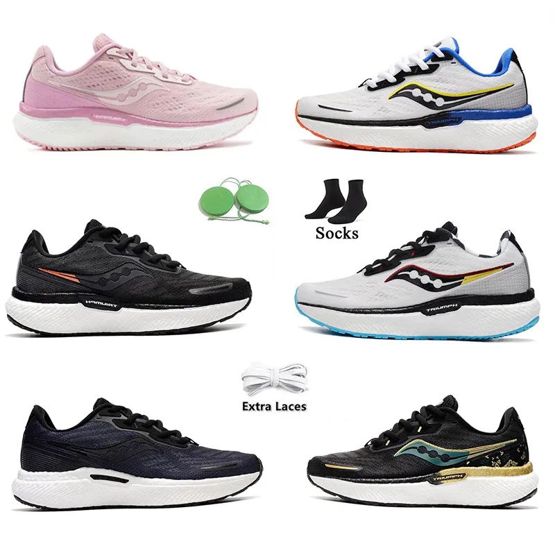 2023 New Saucony Triumph 19 Running Shoe Tokyo Amulet Pink White Lightweight Stöttabsorberande andningsbar Sportskosstorlek 36-45