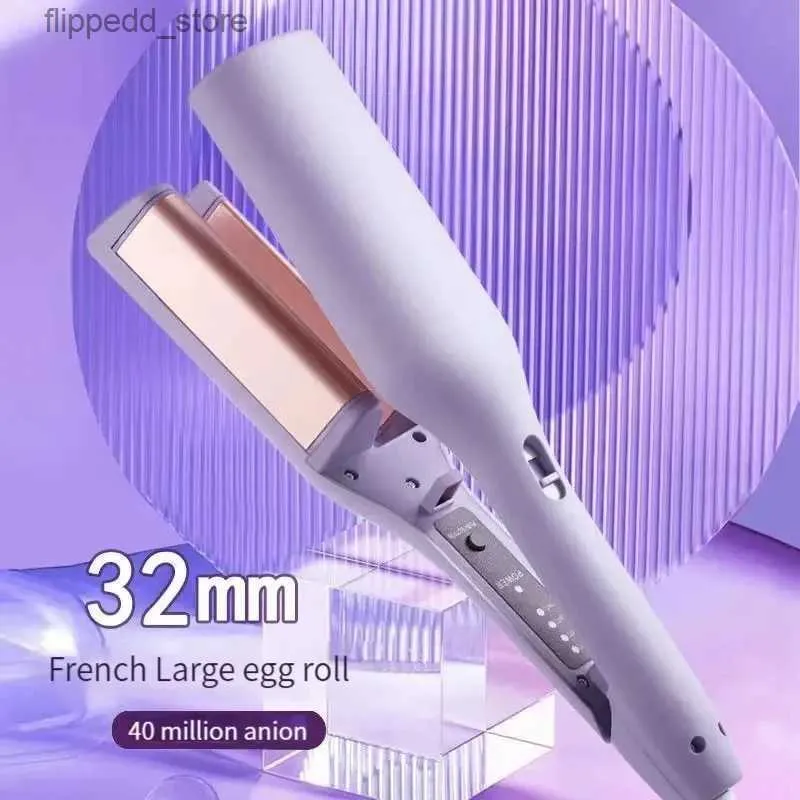 Ferros de ondulação 32MM Ferro de ondulação elétrico Automático Lambswool Curling Tool Estilo de longa duração Estilo francês Rotativo Design anti-chama Q231128